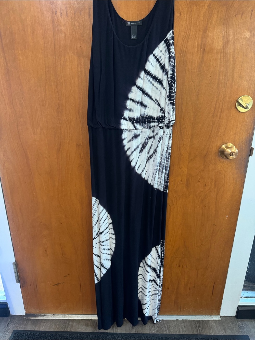 INC International Concepts Black and White Tie-Dye Maxi Dress
